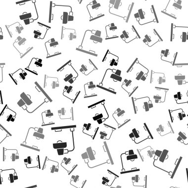 Siyah masa lambası simgesi beyaz arkaplanda izole edilmiş pürüzsüz desen. Vektör.