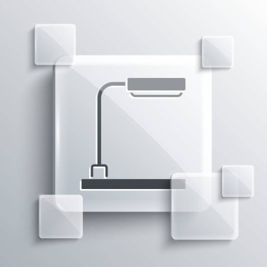 Gri masa lambası ikonu gri arkaplanda izole edildi. Kare cam paneller. Vektör.