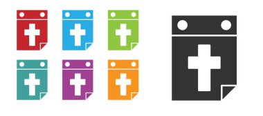 Siyah Takvim ölüm ikonu beyaz arkaplanda izole edildi. Simgeleri renklendirin. Vektör.