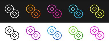 Çin Yuan para birimi simgesini siyah beyaz arkaplanda izole et. Bozuk para. Bankacılık işareti. Para sembolü. Vektör.