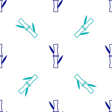 Mavi Bambu simgesi beyaz arkaplanda izole edilmiş kusursuz desen. Vektör.