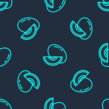 Yeşil çizgi karpuz meyve ikonu mavi arka planda izole edilmiş pürüzsüz desen. Vektör.