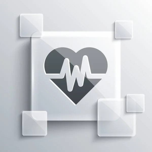 Ikona Šedé Srdeční Frekvence Izolovaná Šedém Pozadí Znamení Tlukot Srdce — Stockový vektor