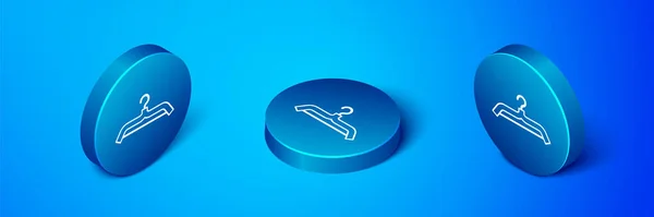 Isometric Hanger Garderoba Icon Izolat Fundal Albastru Icoana Dulapului Simbolul — Vector de stoc