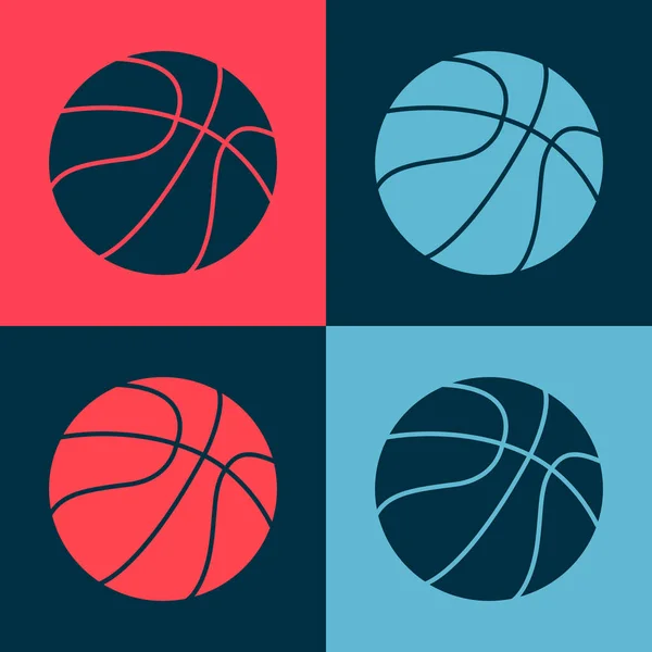 Pop Art Icône Ballon Basket Isolé Sur Fond Couleur Symbole — Image vectorielle