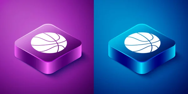 Ícone Bola Basquete Isométrico Isolado Fundo Azul Roxo Símbolo Desportivo — Vetor de Stock