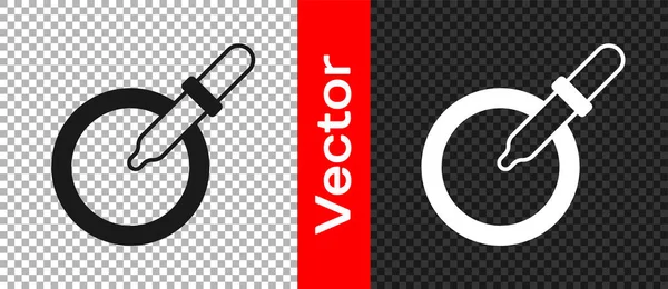 Černá Petriho Miska Ikonou Pipety Izolovanou Průhledném Pozadí Vektor — Stockový vektor