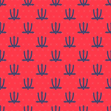 Mavi çizgi grafiği, çizelgesi, çizelgesi, diyagramı, bilgi grafiği, turta grafiği simgesi kırmızı arkaplanda izole edilmiş. Vektör.