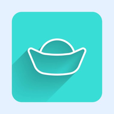 Uzun gölgeli beyaz çizgi suşi ikonu. Geleneksel Japon yemekleri. Yeşil kare düğmesi. Vektör.