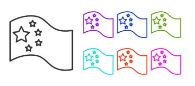 Beyaz arka planda siyah çizgi Çin bayrağı ikonu izole edildi. Simgeleri renklendirin. Vektör.