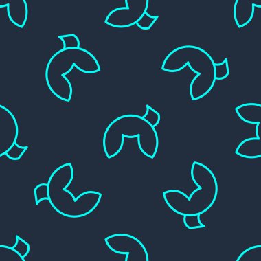 Yeşil çizgi Çin fal kurabiyesi ikonu mavi arka planda kusursuz desen izole etti. Geleneksel Asya. Vektör.