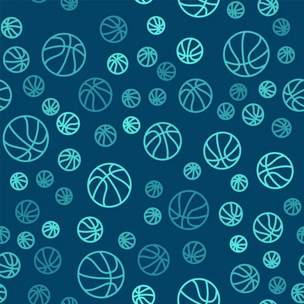 Ligne Verte Icône Ballon Basket Isolé Motif Sans Couture Sur — Image vectorielle