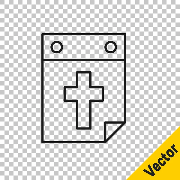 Schwarze Linie Kalendertodessymbol Isoliert Auf Transparentem Hintergrund Vektor — Stockvektor