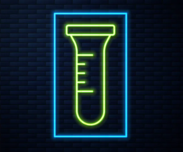 Parlayan Neon Hattı Test Tüpü Kimyasal Test Ikonu Tuğla Duvar — Stok Vektör