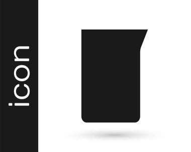 Siyah Labaratuvar cam süslemesi ya da beher ikonu beyaz arka planda izole edilmiş. Vektör.