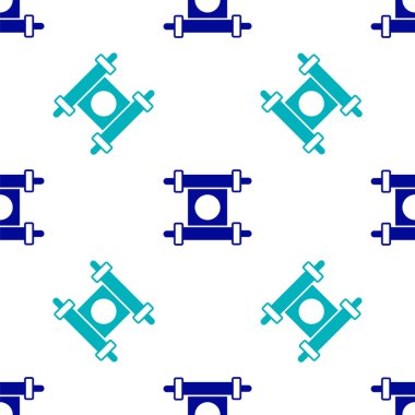 Mavi KHK, kağıt, parşömen, parşömen ikonu beyaz arkaplanda izole edilmiş kusursuz desen. Çin parşömeni. Vektör.