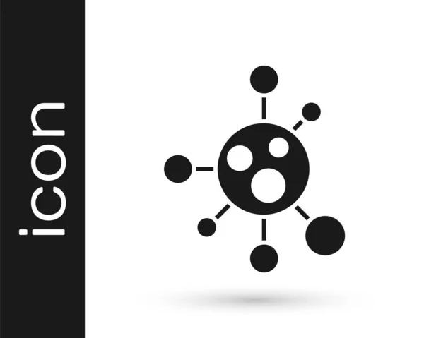 Zwarte Molecule Pictogram Geïsoleerd Witte Achtergrond Structuur Van Moleculen Chemie — Stockvector