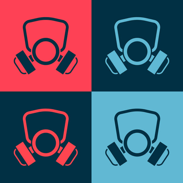 Pop art Gas mask icon isolated on color background. Respirator sign.  Vector.