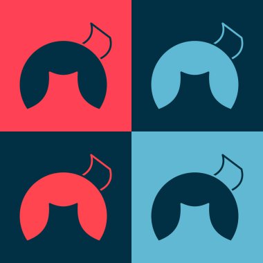 Çin fal kurabiyesi ikonu renkli arka planda izole edilmiş. Geleneksel Asya. Vektör.