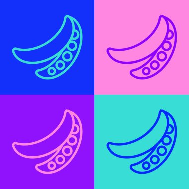 Pop sanat çizgisi yeşil bezelye ikonu renk arkaplanında izole edilmiş. Vektör.