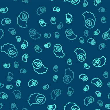 Yeşil çizgi itfaiye ikonu mavi arka planda pürüzsüz desen izole etti. Vektör.