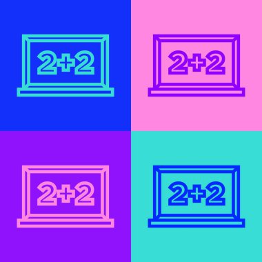 Pop Art Line Chalkboard simgesi renk arkaplanında izole edildi. Okul karatahtası. Vektör.