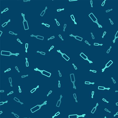 Ahşap saplı yeşil çizgi Awl aracı mavi arkaplanda izole edilmiş pürüzsüz desen. İş gereçleri terzi endüstrisi. Vektör.