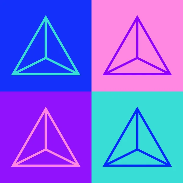 Pop Art Line Figura Geométrica Icono Tetraedro Aislado Sobre Fondo — Archivo Imágenes Vectoriales