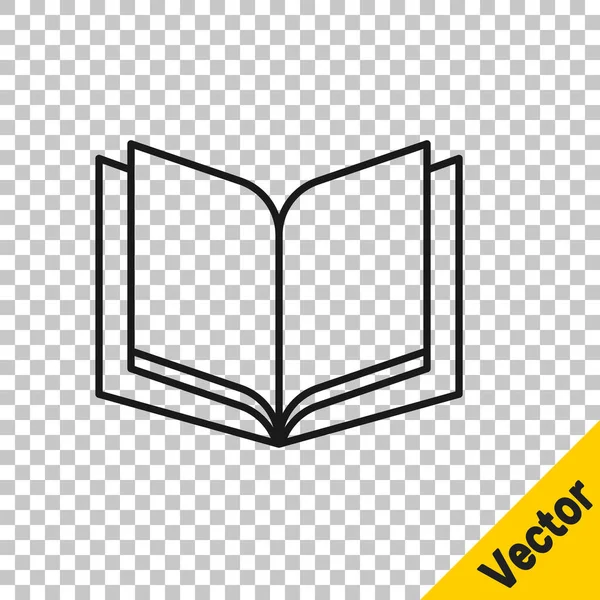 Черная Линия Открыть Книгу Значок Изолирован Прозрачном Фоне Вектор — стоковый вектор