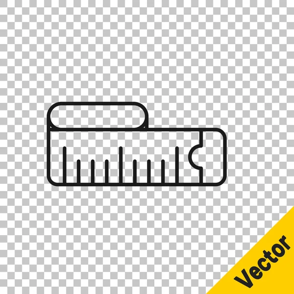 Black Line Tape Measure Icon Isolated Transparent Background Measuring Tape — Stock Vector