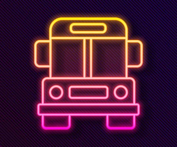 Świecące Neon Linii School Bus Ikona Izolowane Czarnym Tle Symbol — Wektor stockowy