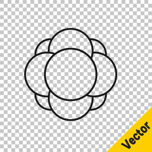 Línea Negra Icono Molécula Aislado Sobre Fondo Transparente Estructura Moléculas — Vector de stock