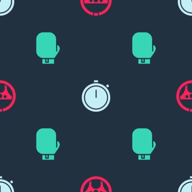 Direksiyonu, Kronometre 'yi ve Boks eldivenini kusursuz desene ayarlayın. Vektör