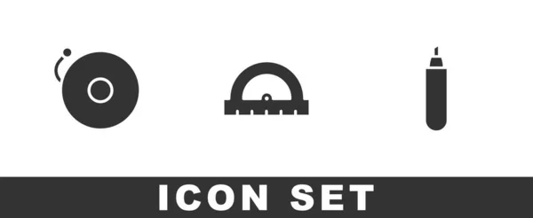 Set rinkelende alarmbel, gradenboog en markeerstift icoon. Vector — Stockvector