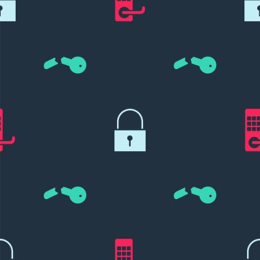 Dijital kapı kilidini, Kilit ve Kırık anahtarı kusursuz desene ayarlayın. Vektör