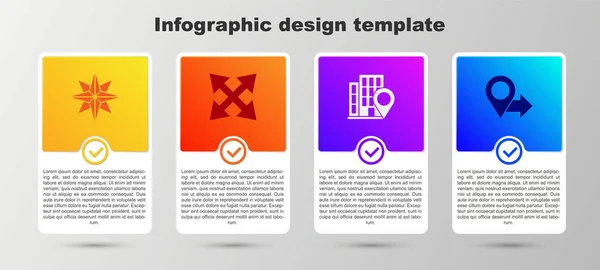 Set Wind rose, drogowy znak, Lokalizacja z domu i. Szablon infograficzny biznesu. Wektor — Wektor stockowy