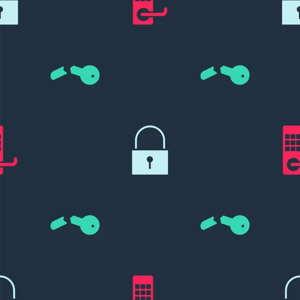 Ορισμός ψηφιακής κλειδώματος πόρτας, κλειδώματος και σπασμένο κλειδί σε απρόσκοπτη μοτίβο. Διάνυσμα — Διανυσματικό Αρχείο