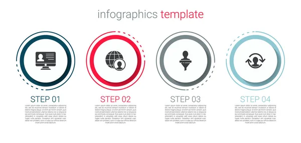 Set Monitor con curriculum vitae, Globe y personas, Head Hunting y Recursos Humanos. Plantilla de infografía empresarial. Vector — Vector de stock