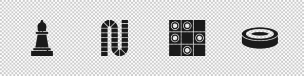 Conjunto de Ajedrez, Juego de mesa, de damas y fichas Checker icono. Vector — Archivo Imágenes Vectoriales