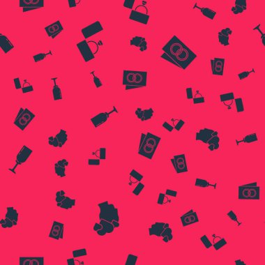 Kalbi olan Set Head, elmas nişan yüzüğü, bir kadeh şampanya ve kusursuz bir tebrik kartı. Vektör