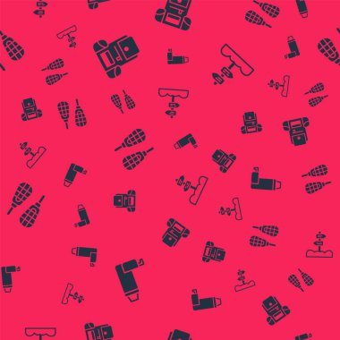 Termos konteynırını, yürüyüş sırt çantasını, kar ayakkabılarını ve trafik ışıklarını sorunsuz bir şekilde ayarla. Vektör