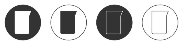 Schwarze Laborgläser oder Bechergläser isoliert auf weißem Hintergrund. Kreis-Taste. Vektor — Stockvektor