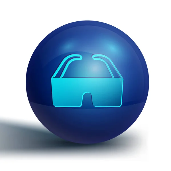Óculos de óculos de segurança azul ícone isolado no fundo branco. Botão de círculo azul. Vetor —  Vetores de Stock