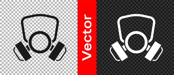 Black Gas mask icon isolated on transparent background. Respirator sign. Vector — Stock Vector