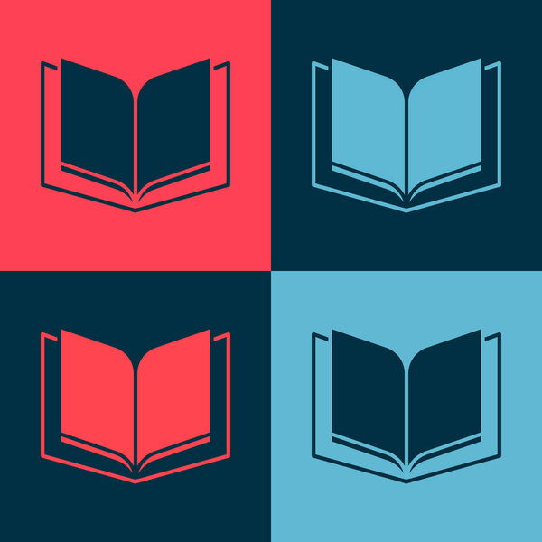 Pop art Open book icon isolated on color background. Vector