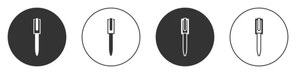 Icona Penna nera isolata su sfondo bianco. Pulsante cerchio. Vettore — Vettoriale Stock
