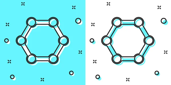 在绿色和白色背景上孤立的黑线分子图标。化学分子的结构,科学教师创新教育海报.随机动态形状。B.病媒 — 图库矢量图片
