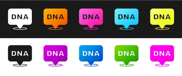 Nastavit ikonu symbolu DNA izolovanou na černobílém pozadí. Vektor — Stockový vektor