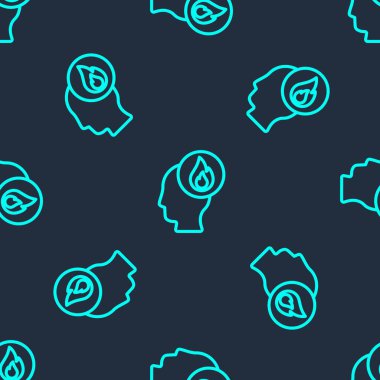 Yeşil çizgi itfaiye ikonu mavi arka planda pürüzsüz desen izole etti. Vektör