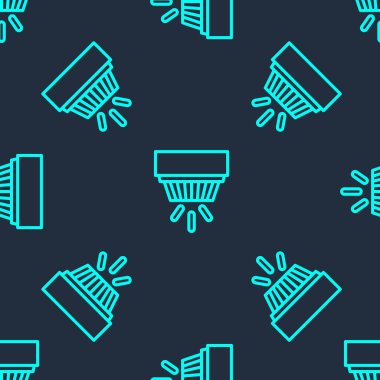 Yeşil Hat Duman Alarm Sistemi simgesi mavi arkaplanda izole edilmiş pürüzsüz desen. Duman dedektörü. Vektör